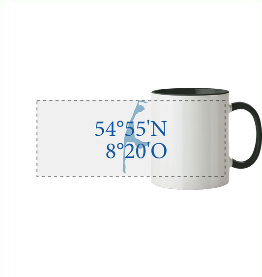 Deine Koordinaten_blau - Panorama Tasse zweifarbig