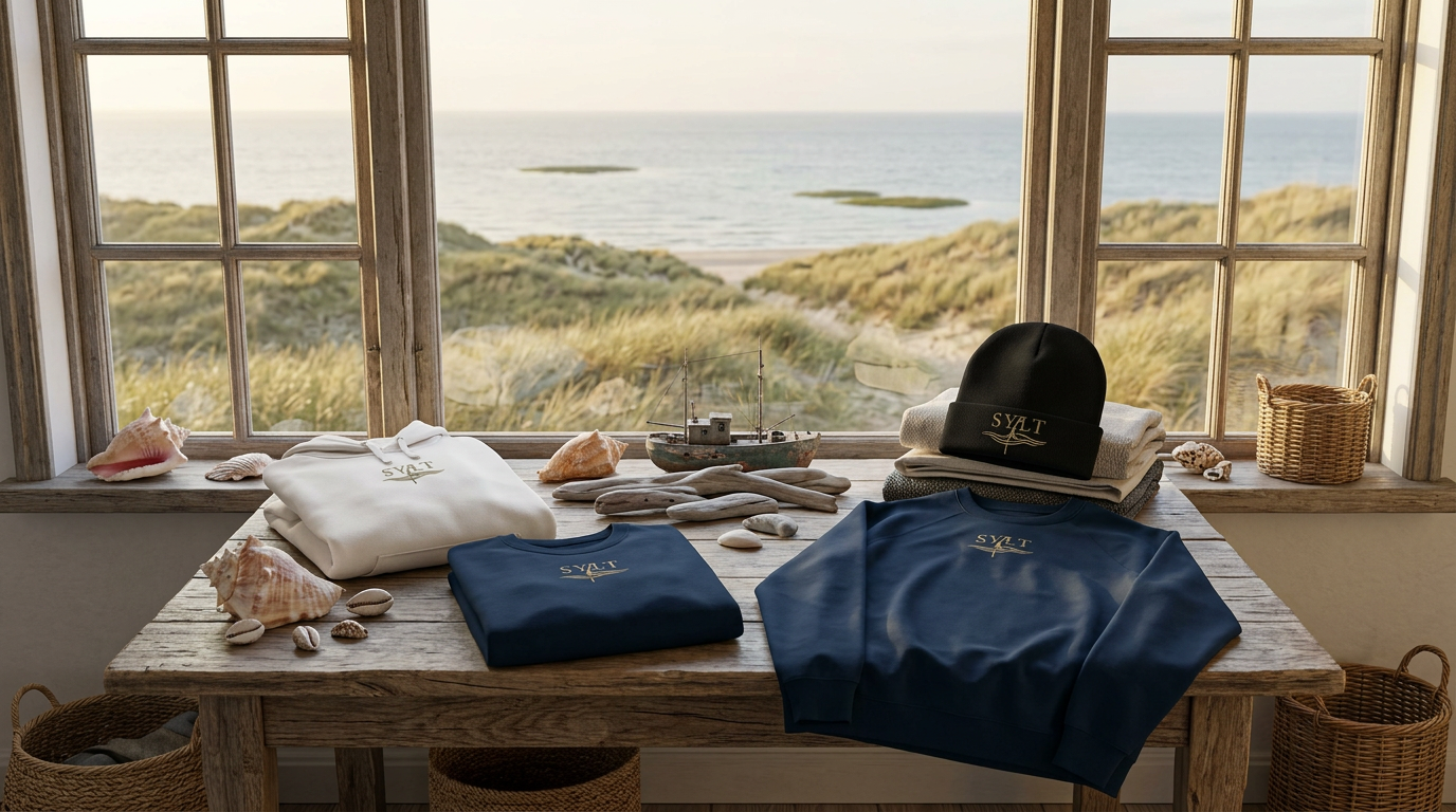 SyltWelle in Gold auf der Brust – elegant, hochwertig und exklusiv.