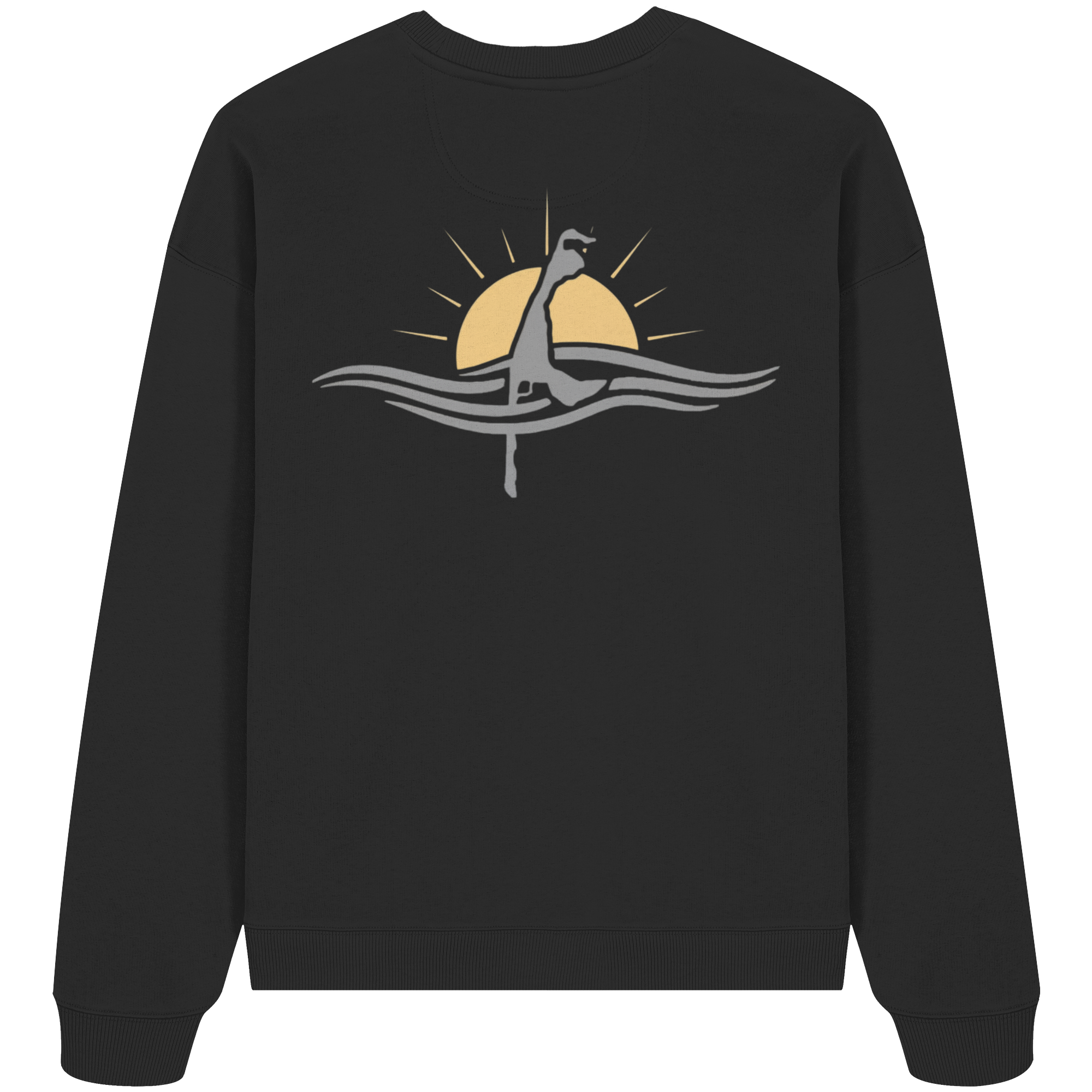 maritime SyltWelle (Sonnenaufgang) mit Stick (front) & Logo (hinten)  - Oversize Sweatshirt