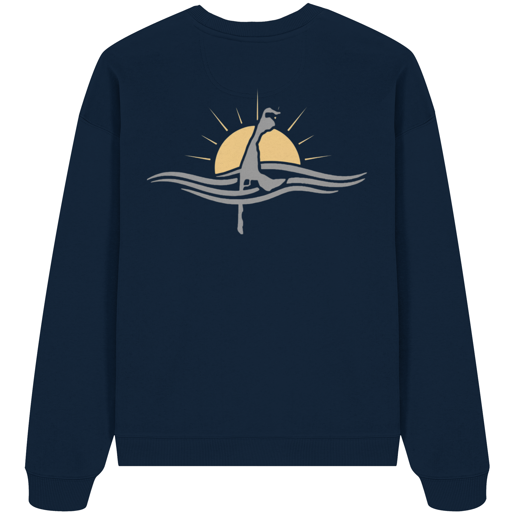 maritime SyltWelle (Sonnenaufgang) mit Stick (front) & Logo (hinten)  - Oversize Sweatshirt