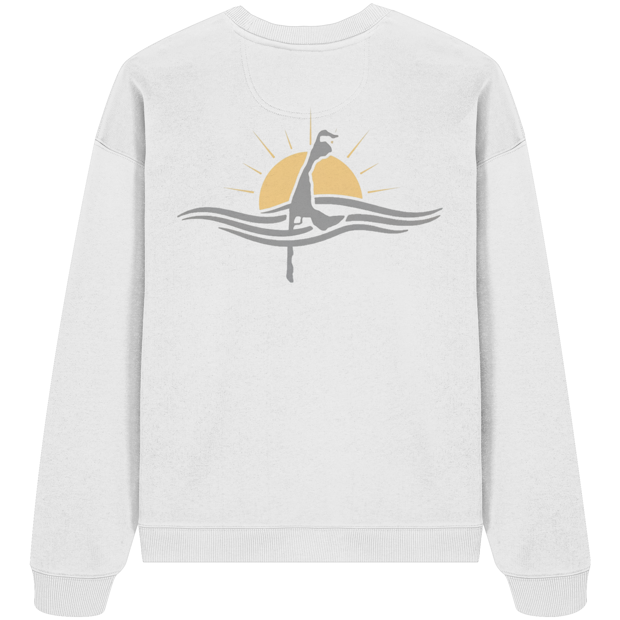 maritime SyltWelle (Sonnenaufgang) mit Stick (front) & Logo (hinten)  - Oversize Sweatshirt