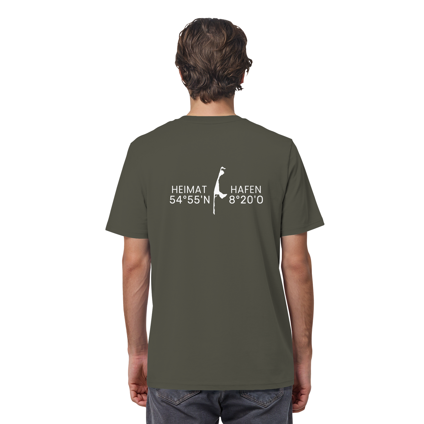 Heimathafen Sylt mit Standort - Basic Shirt (back)