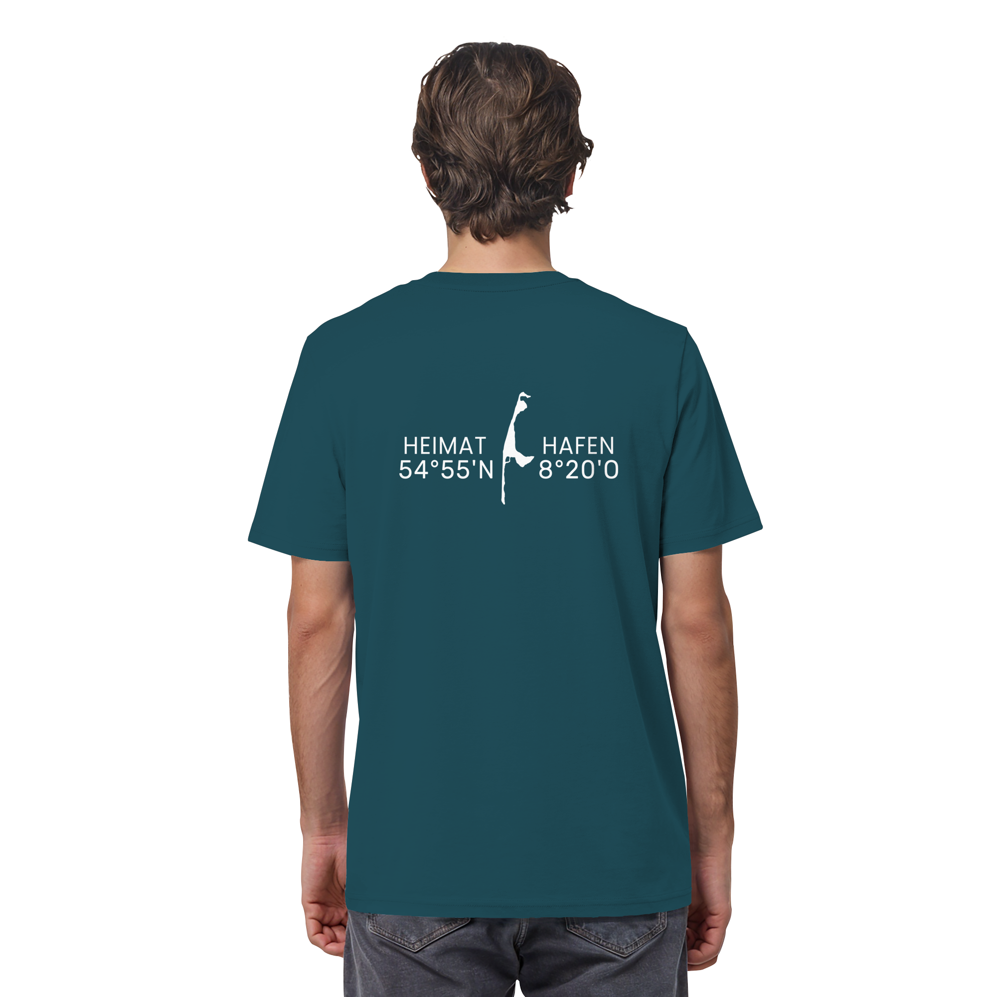 Heimathafen Sylt mit Standort - Basic Shirt (back)