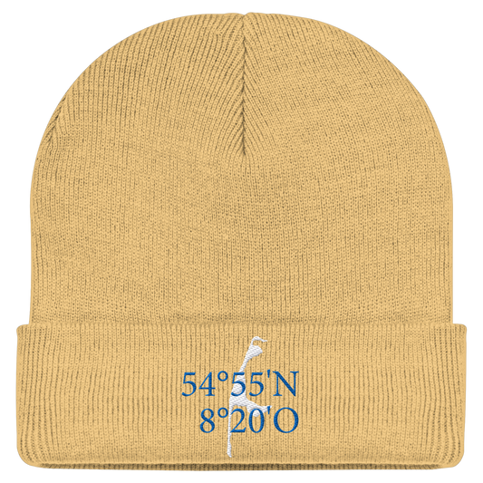 Sylt_Koordinate_blau_stick_mützen  - Classic Beanie