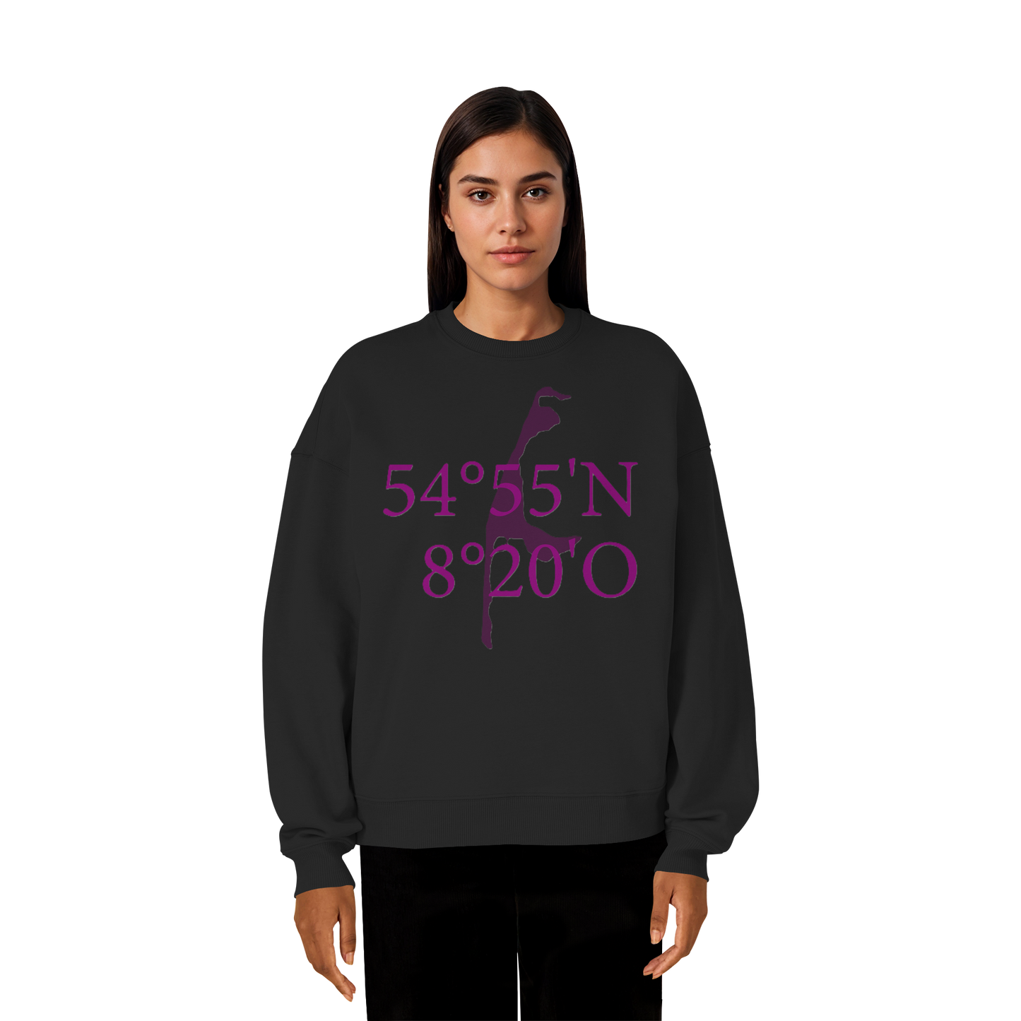 Deine Koordinaten_lila_vorne - Oversize Sweatshirt