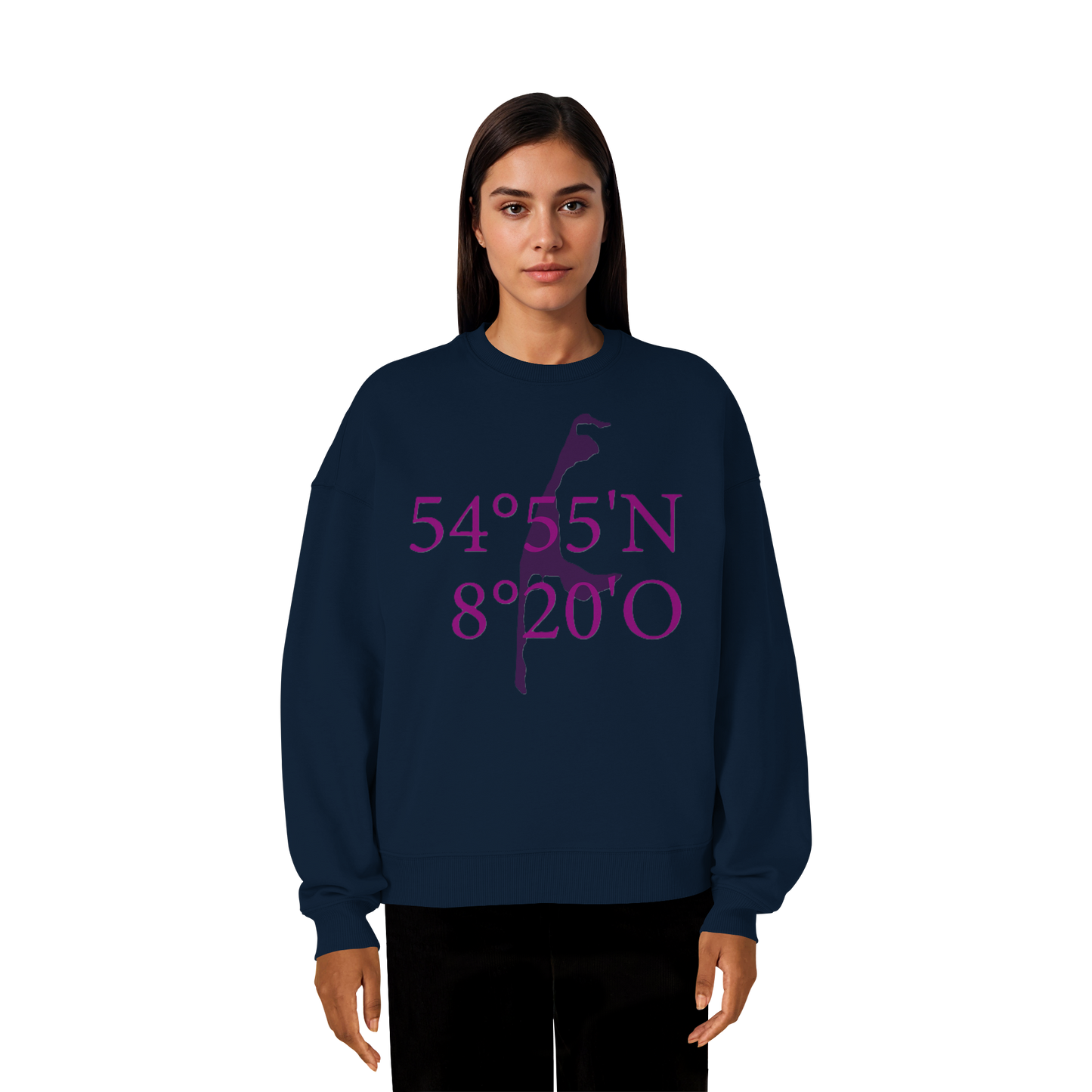 Deine Koordinaten_lila_vorne - Oversize Sweatshirt