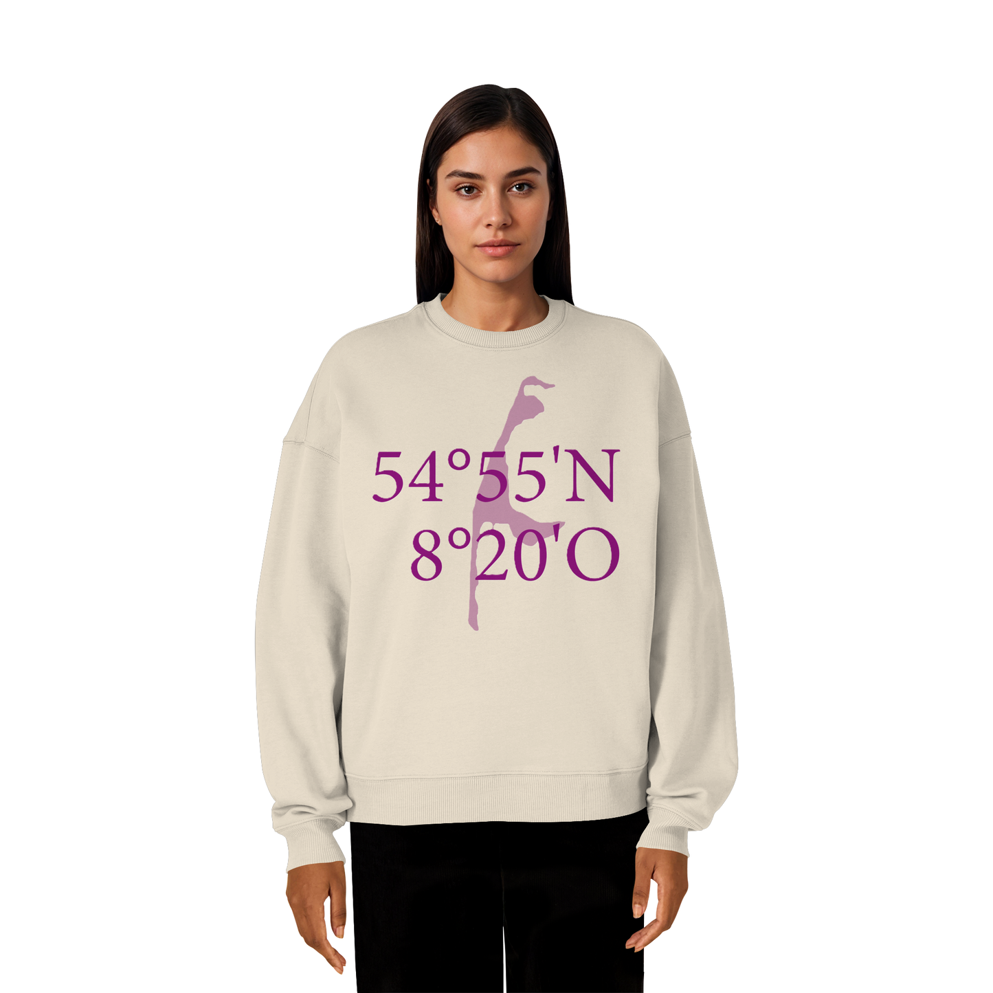 Deine Koordinaten_lila_vorne - Oversize Sweatshirt