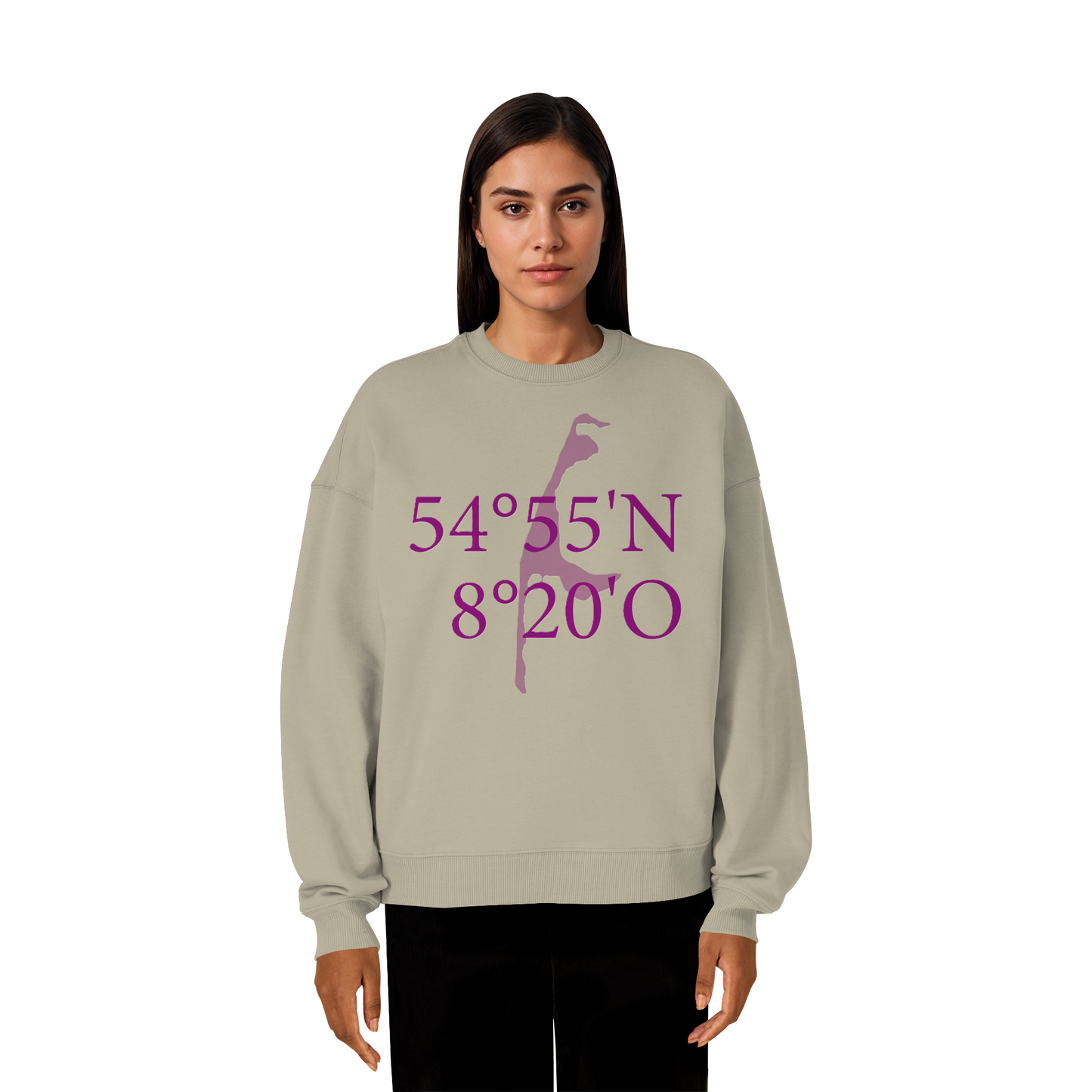 Deine Koordinaten_lila_vorne - Oversize Sweatshirt
