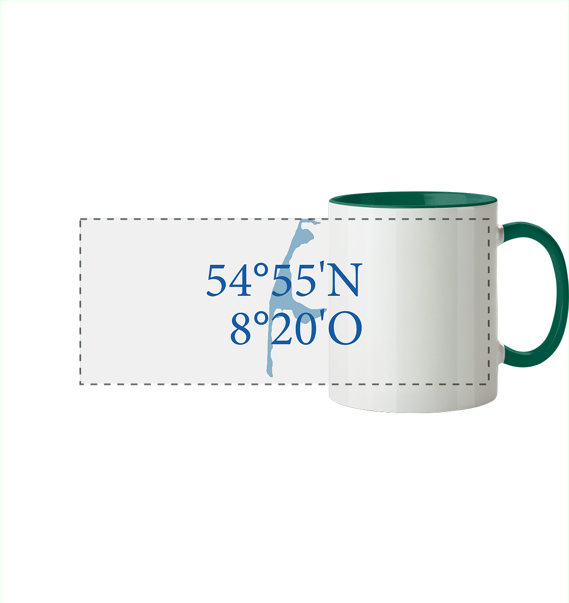 Deine Koordinaten_blau - Panorama Tasse zweifarbig