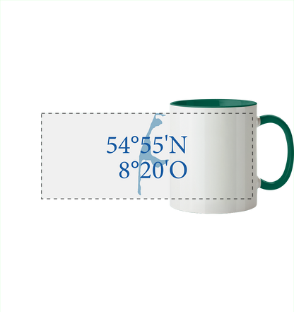 Deine Koordinaten_blau - Panorama Tasse zweifarbig