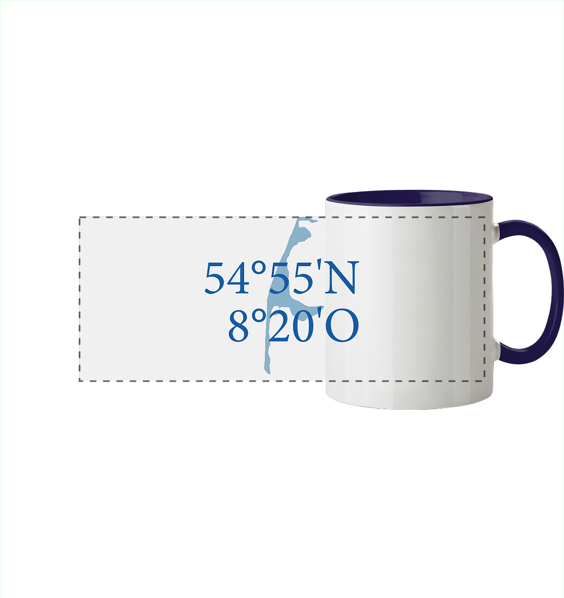 Deine Koordinaten_blau - Panorama Tasse zweifarbig