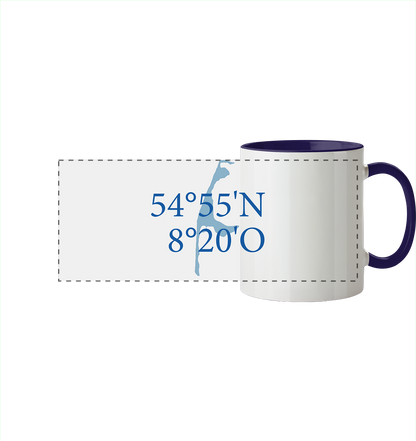 Deine Koordinaten_blau - Panorama Tasse zweifarbig