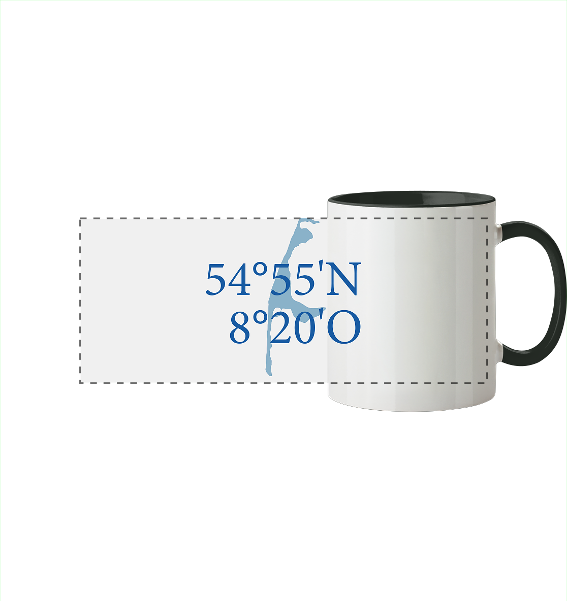 Deine Koordinaten_blau - Panorama Tasse zweifarbig