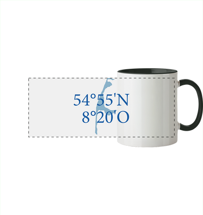 Deine Koordinaten_blau - Panorama Tasse zweifarbig