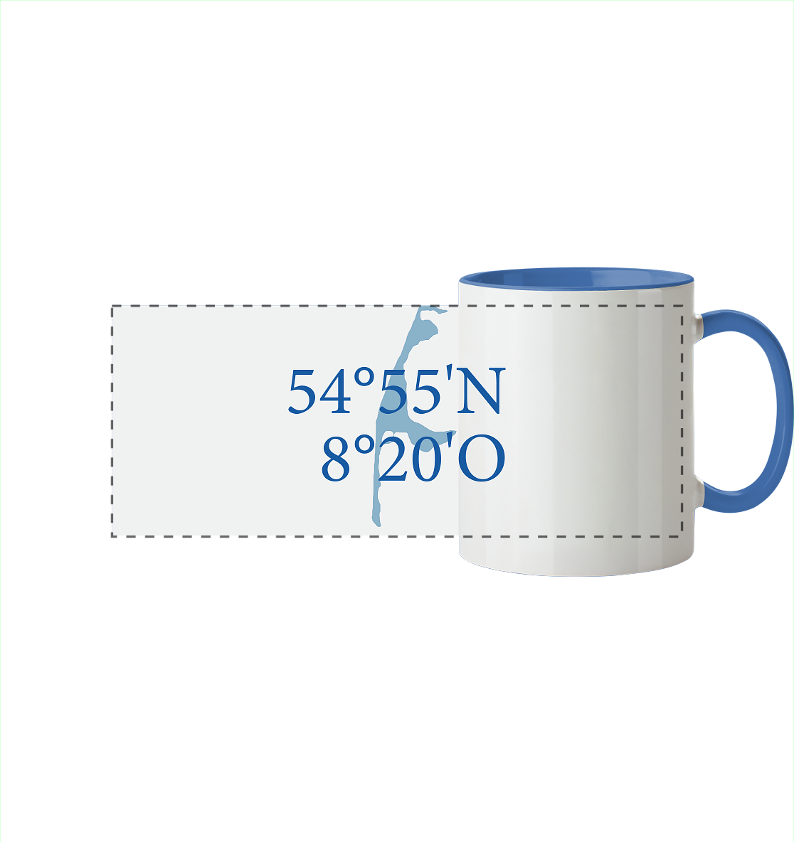 Deine Koordinaten_blau - Panorama Tasse zweifarbig