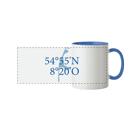 Deine Koordinaten_blau - Panorama Tasse zweifarbig