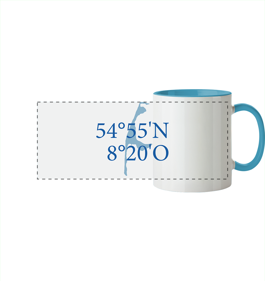 Deine Koordinaten_blau - Panorama Tasse zweifarbig