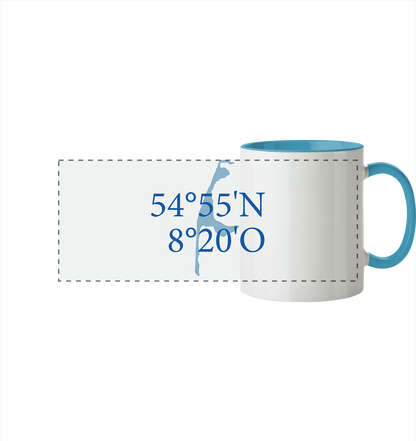 Deine Koordinaten_blau - Panorama Tasse zweifarbig