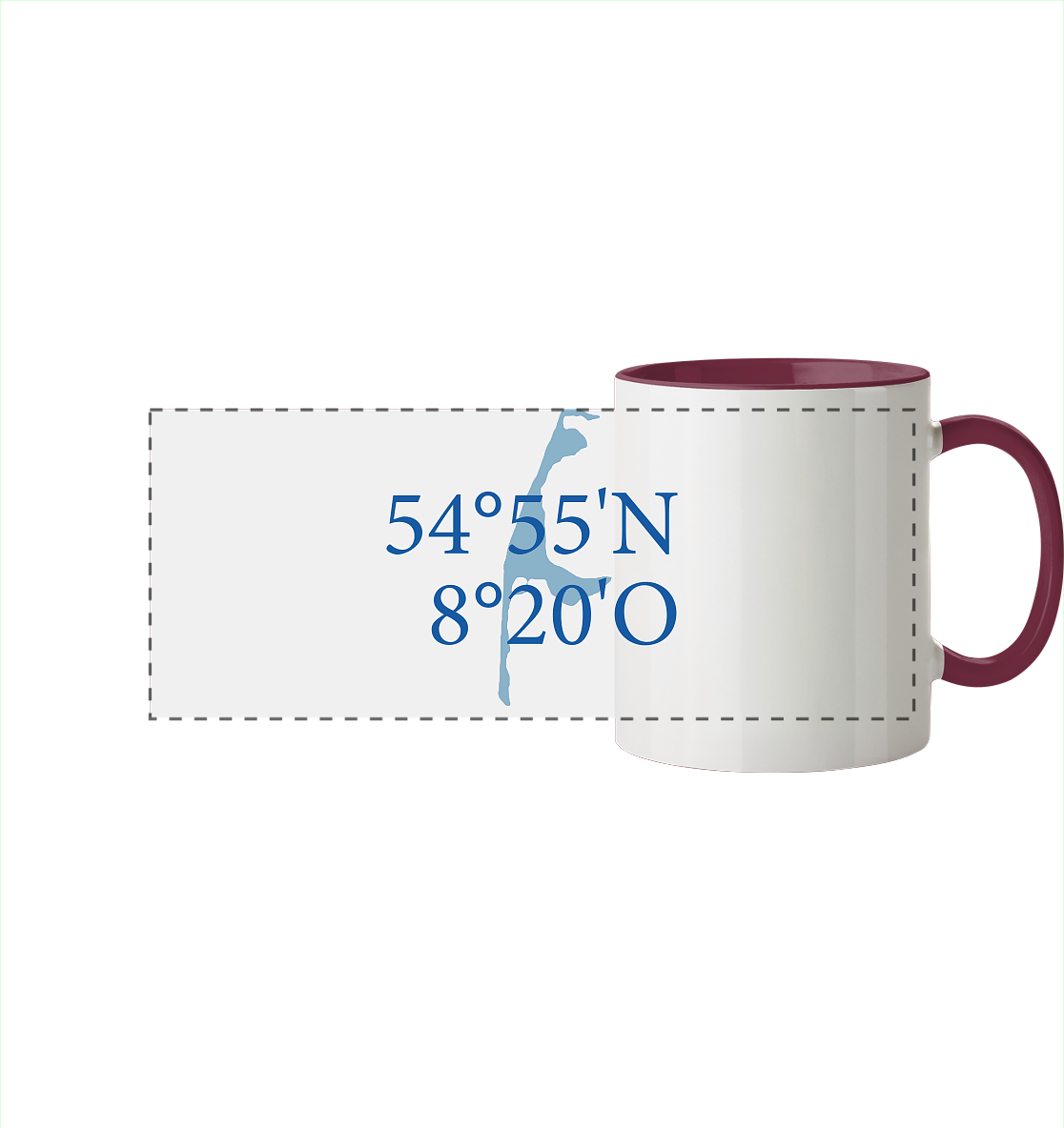 Deine Koordinaten_blau - Panorama Tasse zweifarbig