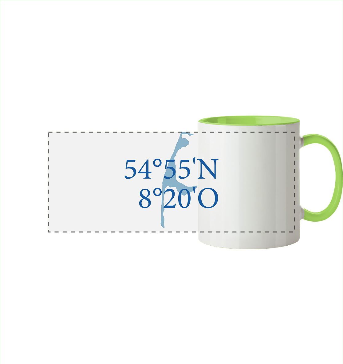 Deine Koordinaten_blau - Panorama Tasse zweifarbig