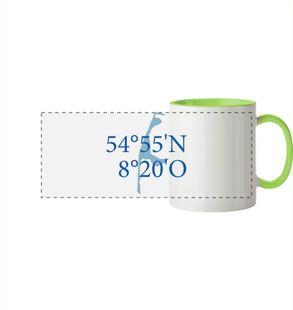 Deine Koordinaten_blau - Panorama Tasse zweifarbig