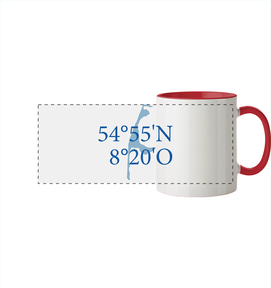 Deine Koordinaten_blau - Panorama Tasse zweifarbig