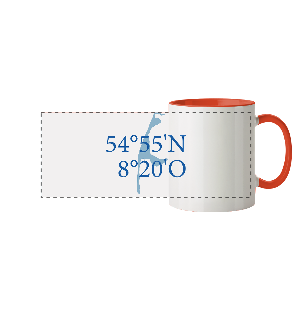Deine Koordinaten_blau - Panorama Tasse zweifarbig