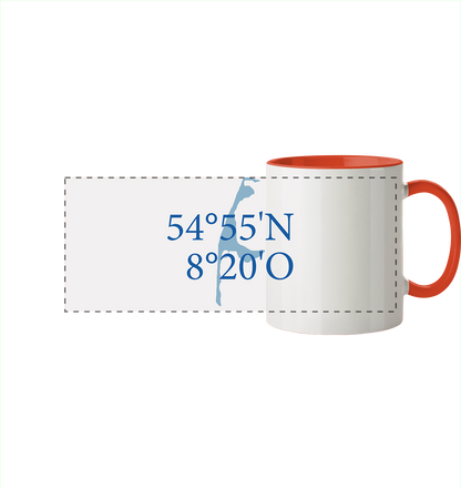 Deine Koordinaten_blau - Panorama Tasse zweifarbig