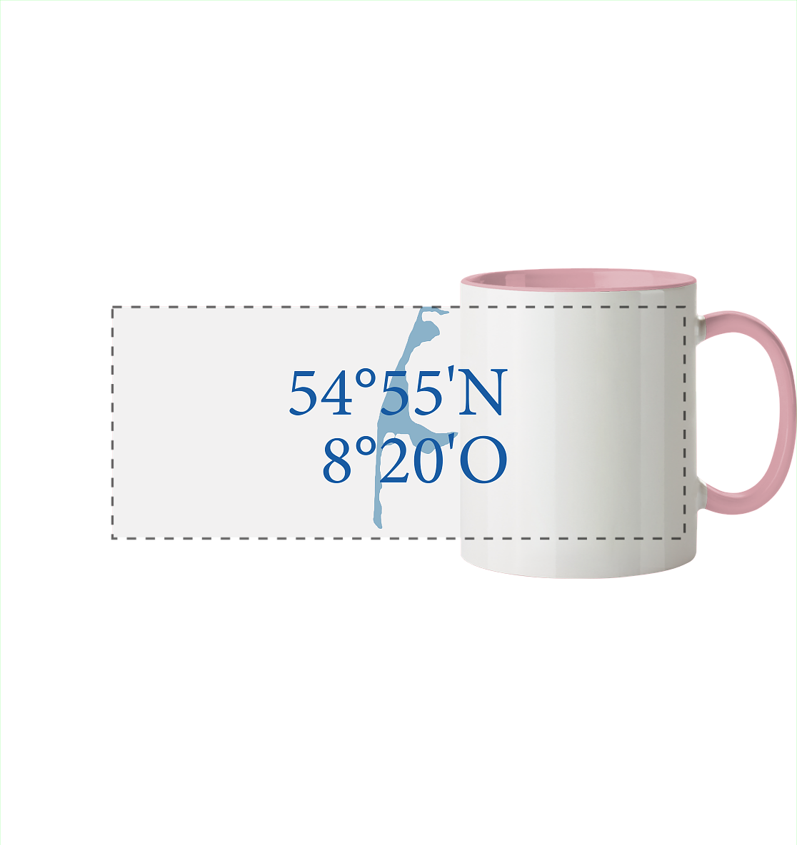 Deine Koordinaten_blau - Panorama Tasse zweifarbig
