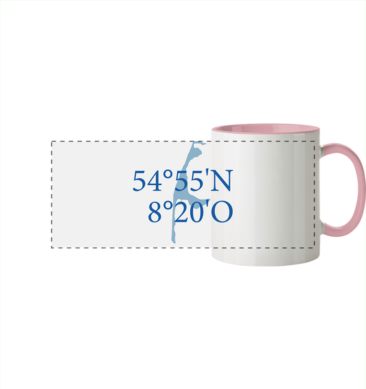 Deine Koordinaten_blau - Panorama Tasse zweifarbig