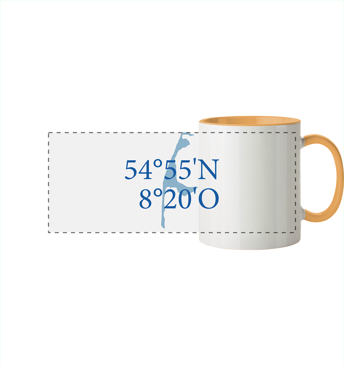 Deine Koordinaten_blau - Panorama Tasse zweifarbig
