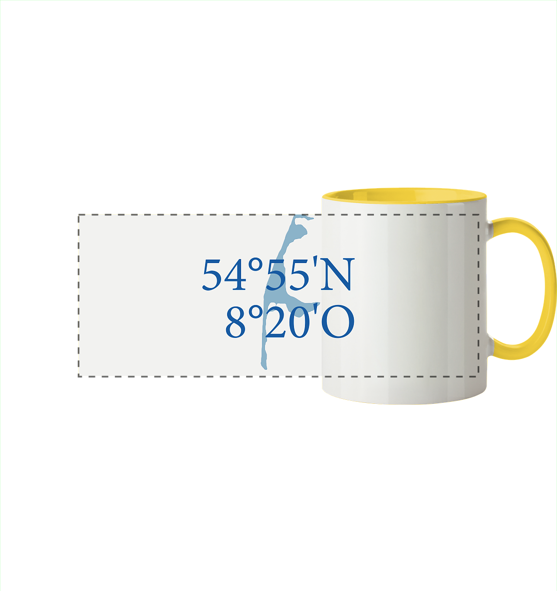Deine Koordinaten_blau - Panorama Tasse zweifarbig