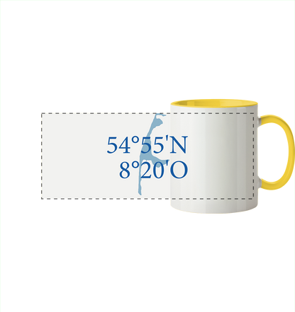Deine Koordinaten_blau - Panorama Tasse zweifarbig